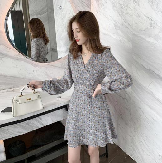 【服饰鞋包】春秋冬季高腰雪纺新款气质女神范小个子长袖碎花连衣短裙森系显瘦 商品图1