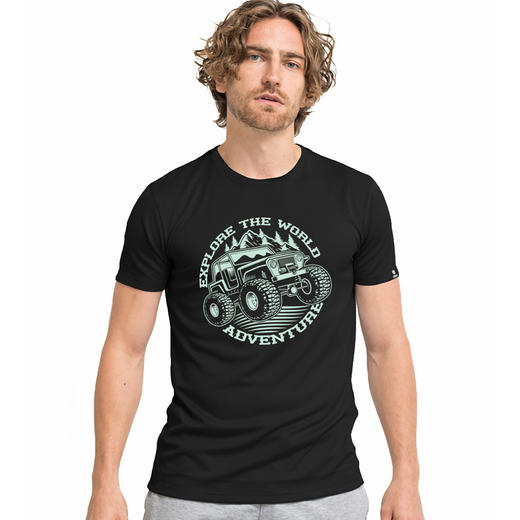 NMT-1317夏装上市潮流经典越野车图案加大码男女青春流行短袖圆领半袖 商品图0