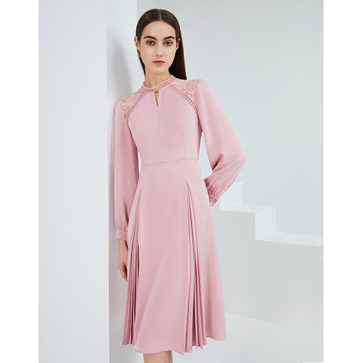 故障 EITEI爱特爱女装春季新品商场同款高腰修身立体裁剪优雅蕾丝拼接连衣裙6307001 商品图12