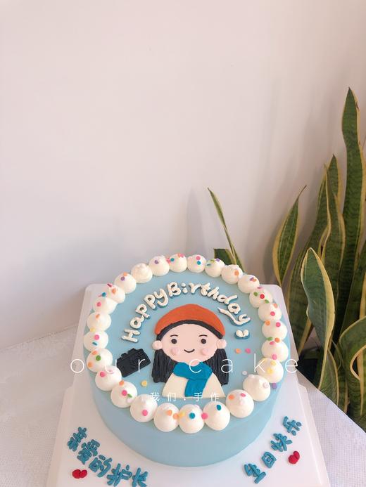 喝奶茶的女孩手绘蛋糕（多款式）-低糖处理无添加 商品图2