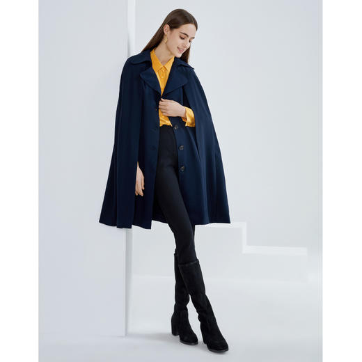 EITIE爱特爱春季新款复古时髦个性翻领斗篷收腰显瘦风衣外套6104801 商品图1