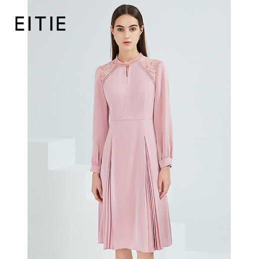 故障 EITEI爱特爱女装春季新品商场同款高腰修身立体裁剪优雅蕾丝拼接连衣裙6307001 商品图6