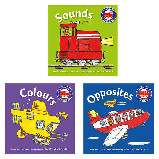 神奇的机器3册纸板书 颜色声音相反 英文原版 Amazing Machines First Concepts: Colors Sounds Opposites 英文版儿童英语图画书 商品图1
