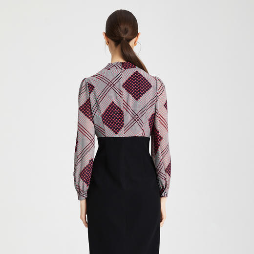 RF8B6斯尔丽瑟俪2021年春季新品职场格子撞色假两件中长款连衣裙 商品图1