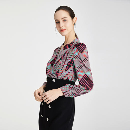 RF8B6斯尔丽瑟俪2021年春季新品职场格子撞色假两件中长款连衣裙 商品图2