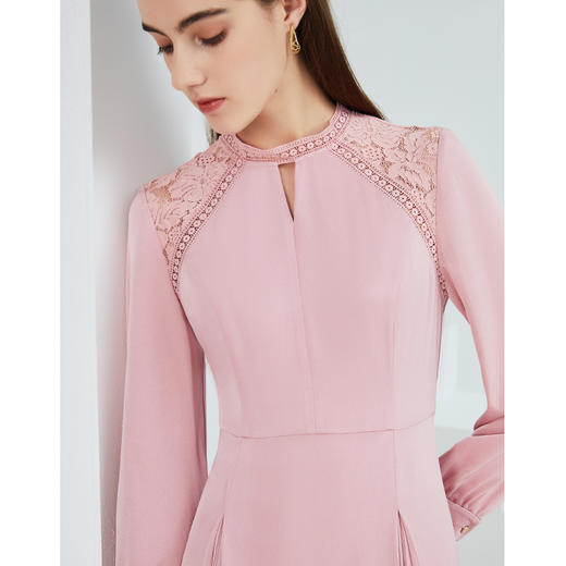 故障 EITEI爱特爱女装春季新品商场同款高腰修身立体裁剪优雅蕾丝拼接连衣裙6307001 商品图9