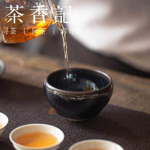 茶香记 孙福昆建盏 柴烧精品盏 黑底油滴 非遗传承人 黑釉深邃 镜面感强 商品图4