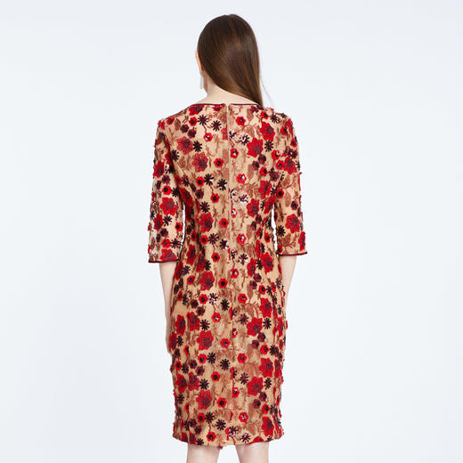 QF84C斯尔丽2021年春季上新瑟俪复古定制绣花淑女合体连衣裙 商品图1