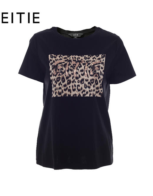 故障 EITIE爱特爱春季新款通勤时尚休闲百搭显瘦简约印花T恤上衣女6102812 商品图8