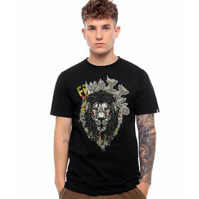 NMT-1311夏装新款狮子头大图案纯色黑白日常青年潮流个性短袖T恤衫