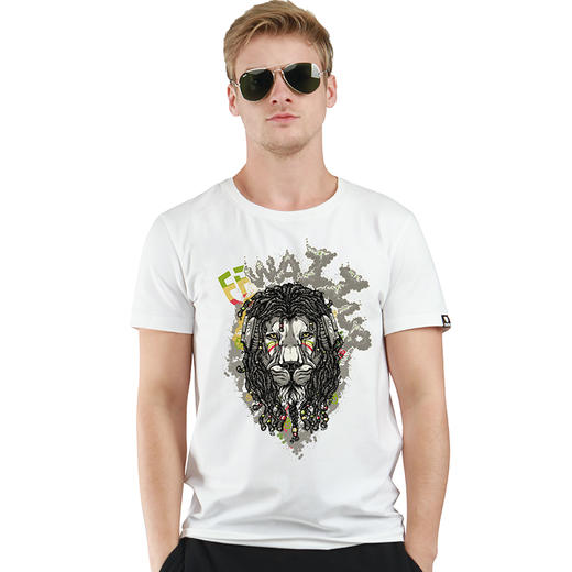 NMT-1311夏装新款狮子头大图案纯色黑白日常青年潮流个性短袖T恤衫 商品图1