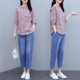 AHM- xde5021-2021夏季新款洋气减龄气质简约女装两件套