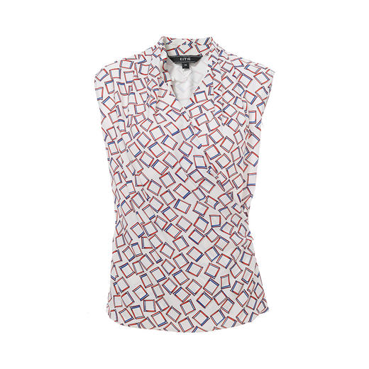 EITIE爱特爱春季新款洋气复古V领一片式包肩袖印花显瘦短上衣 商品图5