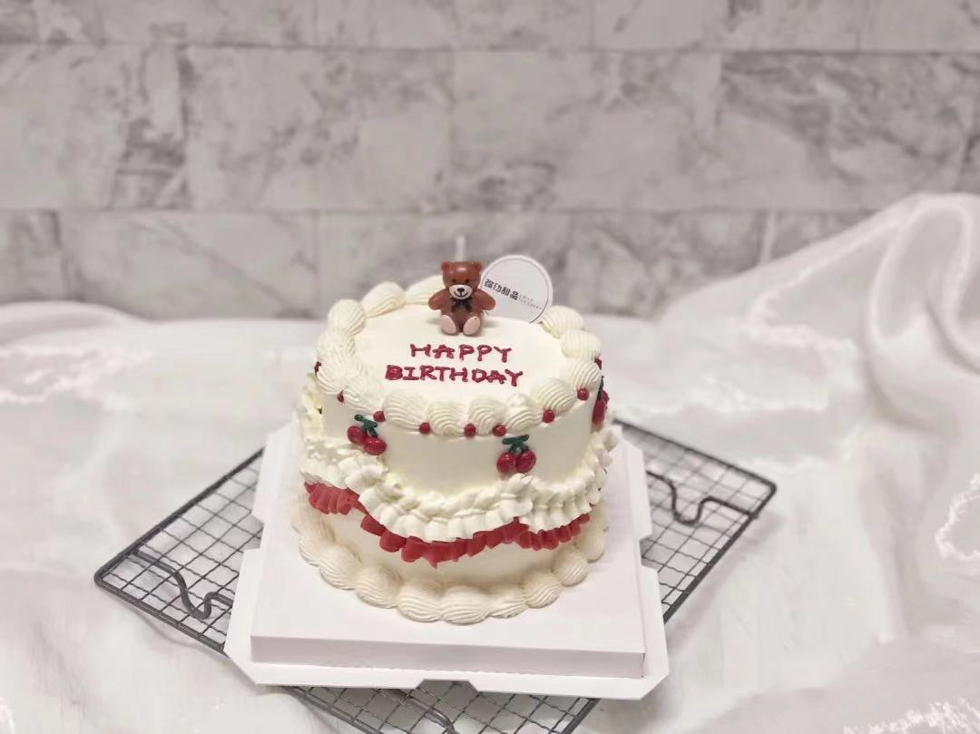 狮子家-手绘樱桃 ins复古风 生日蛋糕 纪念日蛋糕 聚会 仪式感必备