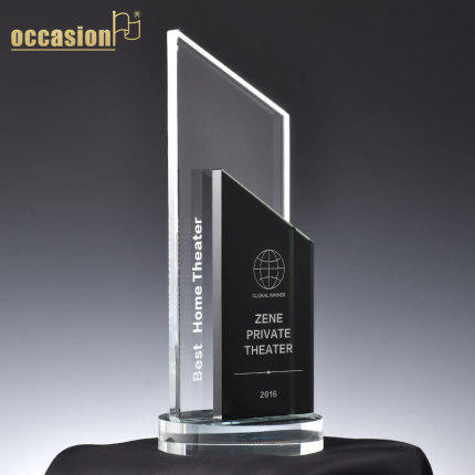 创意水晶奖杯授权定制定做高档黑水晶牌荣誉奖座刻字制作奖牌纪念 商品图4