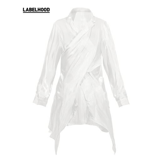 deepmoss2020春夏新品 设计感纯色水泽交叠衬衫女上衣 dm20ssSH07X3 商品图5