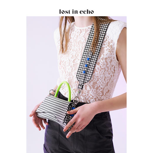 lost in echo 设计师 小号巴雷特奶嘴钉装饰挎包千鸟格 商品图4