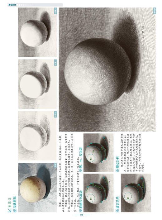 基础教材 石膏几何 塑造结构与光影明暗临摹练习 学生绘画画书艺术书 实用技法 素描基础教程书籍 石膏几何体步骤练习书 商品图4