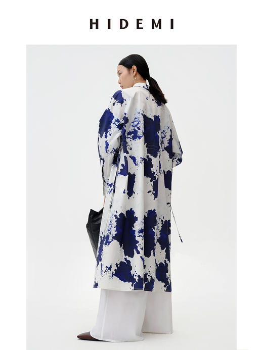 HIDEMI 蓝色印花特殊涂层棉三件套 衬衫/衬衫裙/弹力打底上衣 商品图6