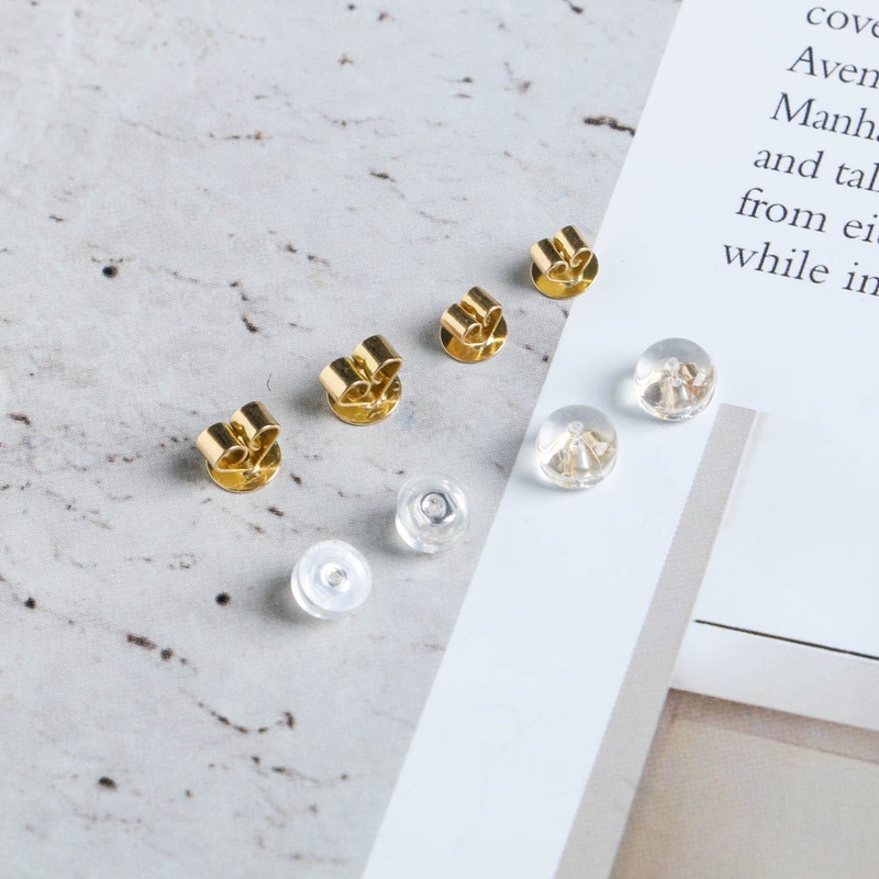 甄珠贝 18K金耳堵 纯银耳堵 透明进口塑料耳堵