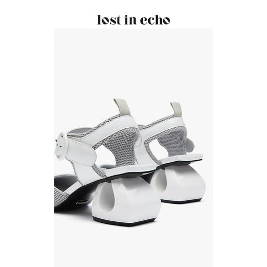 lost in echo 设计师21春夏新款 方头网面牛皮镂空跟魔术贴凉鞋 商品图4