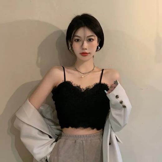 【买一送一优惠装】黛唯梵白色 黑色吊带背心女内文胸搭秋冬外穿2022年新款蕾丝修身显瘦抹胸短款内衣七夕情人节 商品图2