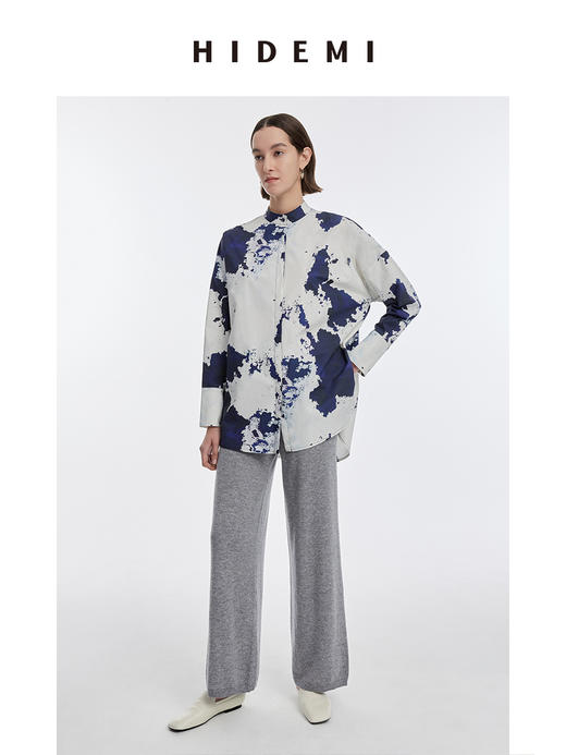 HIDEMI 蓝色印花特殊涂层棉三件套 衬衫/衬衫裙/弹力打底上衣 商品图11