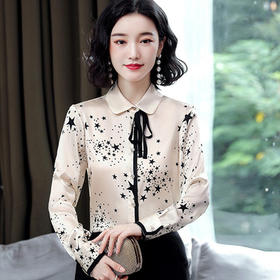 MZ10021 衬衫女长袖2021春季新款长袖气质上衣设计感小众系带洋气衬衣