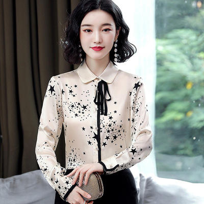 MZ10021 衬衫女长袖2021春季新款长袖气质上衣设计感小众系带洋气衬衣 商品图0