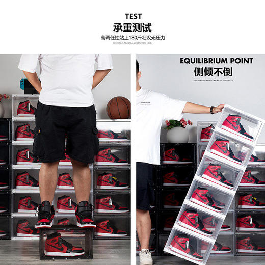 AJ侧开鞋盒磁吸透明塑料加大篮球鞋盒鞋柜收纳盒防尘防氧化鞋墙 商品图5