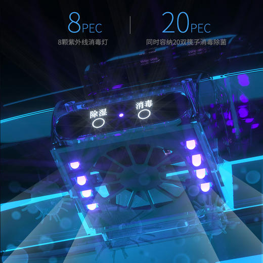 【壁挂式筷子消毒器】洁虎筷笼 免打孔筷子筒紫外线消毒 风干去湿带盖防尘塑料筷子笼餐具盒 全自动智能防尘消毒烘干筷子笼 商品图3