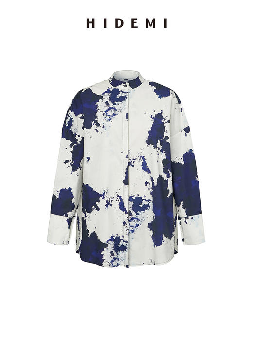 HIDEMI 蓝色印花特殊涂层棉三件套 衬衫/衬衫裙/弹力打底上衣 商品图2