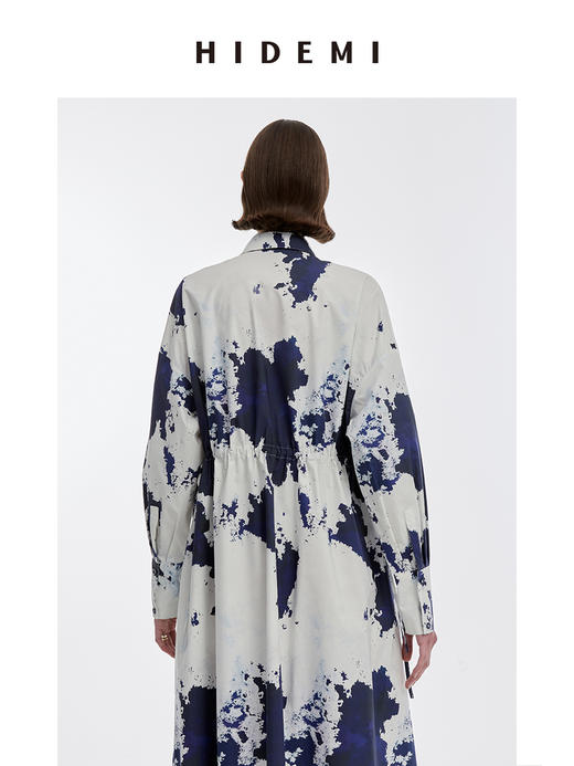 HIDEMI 蓝色印花特殊涂层棉三件套 衬衫/衬衫裙/弹力打底上衣 商品图8