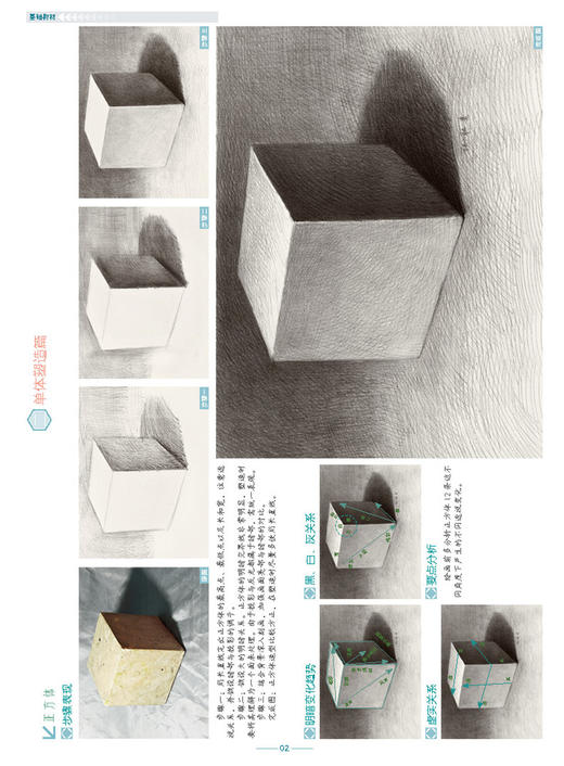 基础教材 石膏几何 塑造结构与光影明暗临摹练习 学生绘画画书艺术书 实用技法 素描基础教程书籍 石膏几何体步骤练习书 商品图3