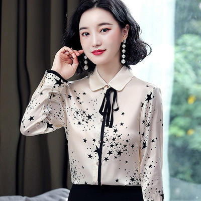 MZ10021 衬衫女长袖2021春季新款长袖气质上衣设计感小众系带洋气衬衣 商品图1