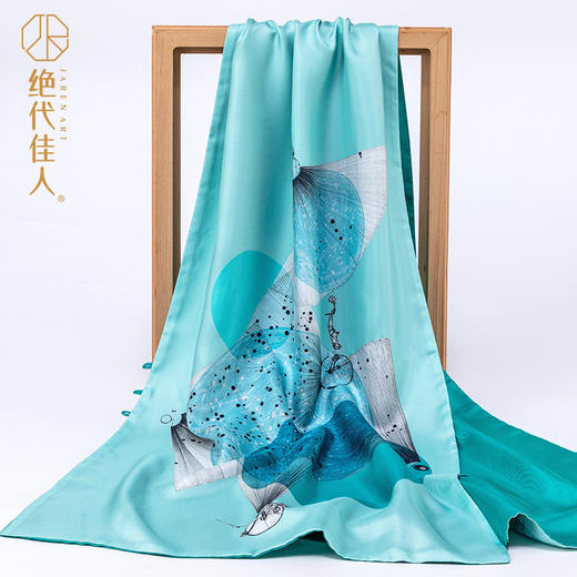 绝代佳人真丝围巾丝巾艺术家古原缎面百变披肩中国风丝绸披肩女 商品图0