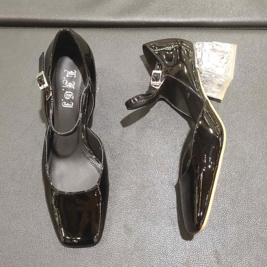 lFGJ 0340法式粗跟水钻方头系带时尚女鞋 商品图8