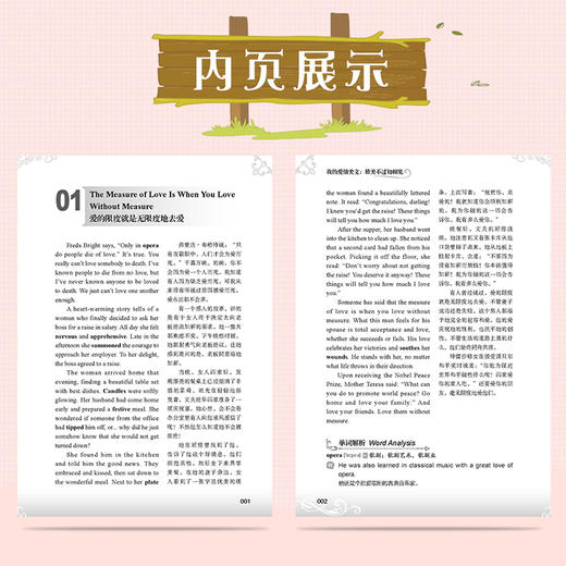 毕昂系列双语读物-爱情美文每天读点英文英语小故事初中高中生英语读物英语课外阅读书籍英文小说中英对照版英汉互译的书籍 商品图4