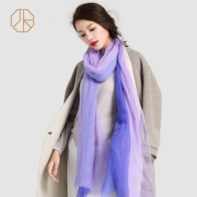 绝代佳人 纯羊绒蝉翼纹羊绒围巾披肩加长 云水禅心 渐变 薄
