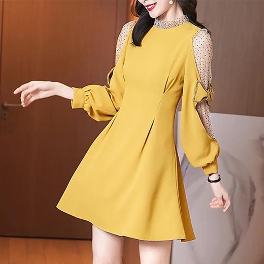 OLN5618 2021年新款春季法式轻奢名媛炸街气质收腰显瘦蝴蝶结网纱连衣裙女 商品图3