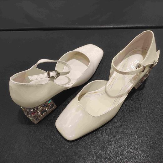 lFGJ 0340法式粗跟水钻方头系带时尚女鞋 商品图4