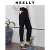 NEELLY纳俪抽褶荷叶边腰封直筒小脚西装裤显瘦百搭宽松黑色休闲裤N092104AH035 商品缩略图1