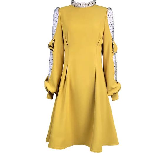 OLN5618 2021年新款春季法式轻奢名媛炸街气质收腰显瘦蝴蝶结网纱连衣裙女 商品图4