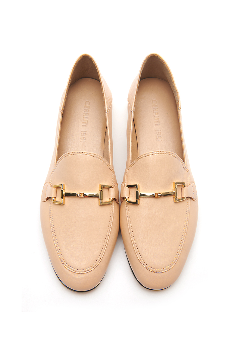 精选特惠 cerruti 1881 【牛皮革】早春圆头低跟女单鞋粗跟牛皮革女鞋