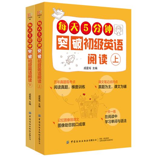 每天5分钟突破初级英语阅读 上下 英语单词大书 入门零基础情景认知 口语日常对话发声初级教材 阅读自然拼读 小学生阅读英文学习 商品图0