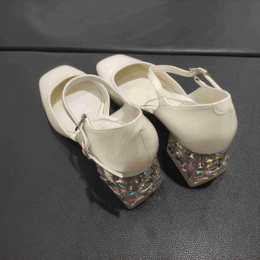 lFGJ 0340法式粗跟水钻方头系带时尚女鞋 商品图3