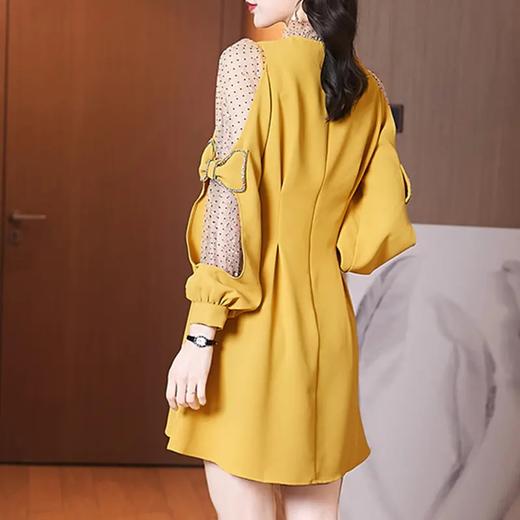 OLN5618 2021年新款春季法式轻奢名媛炸街气质收腰显瘦蝴蝶结网纱连衣裙女 商品图2