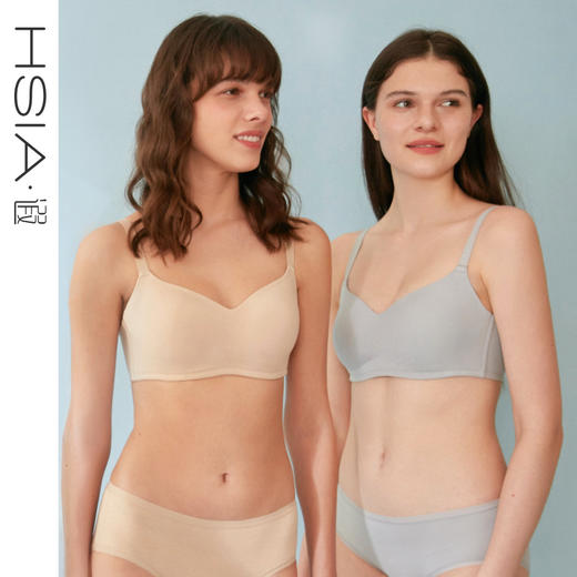 HSIA遐 无钢圈内衣女新疆长绒棉全罩杯胸罩莫光面大胸无痕文胸 商品图0