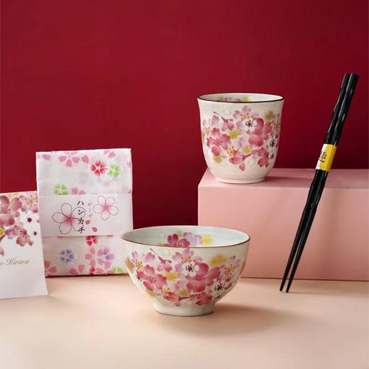 日本进口樱花一人食瓷器礼盒  |  美浓烧日式樱花精致一人食碗筷杯创意餐具家用礼盒装日本进口！ 商品图11