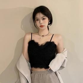 【买一送一优惠装】黛唯梵白色 黑色吊带背心女内文胸搭秋冬外穿2022年新款蕾丝修身显瘦抹胸短款内衣七夕情人节